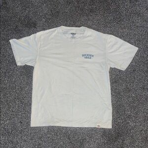 Dickies White Short Sleeve Tee with Blue Logo